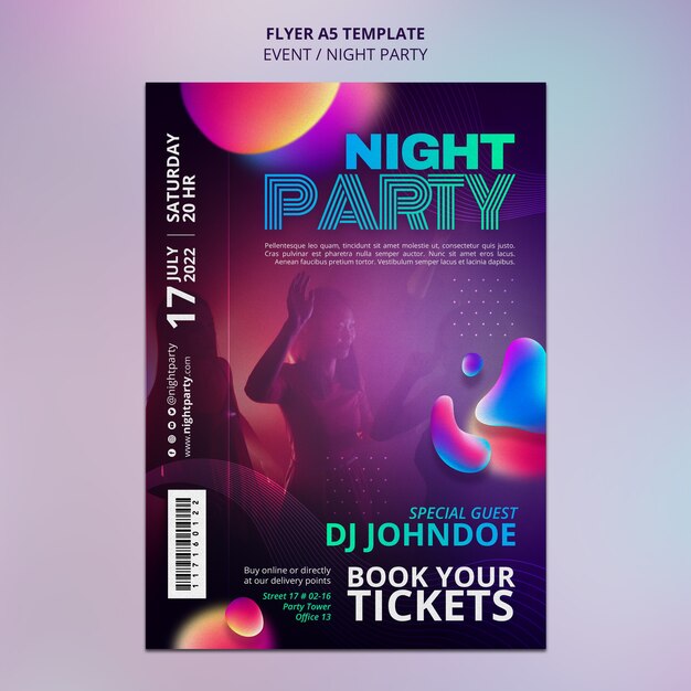 Free PSD night party poster template design