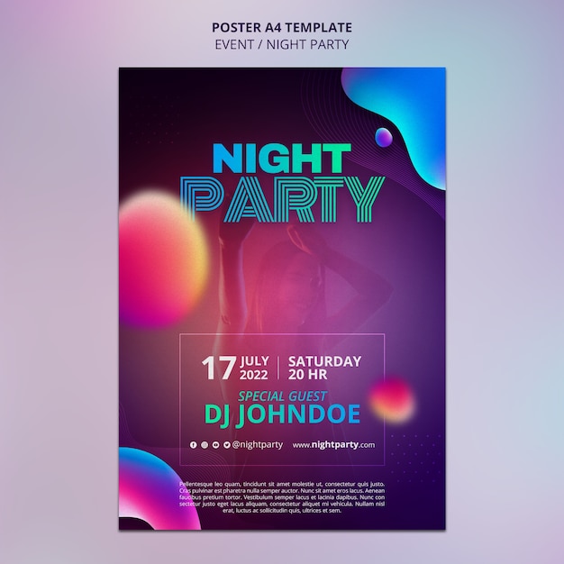 night party poster template design