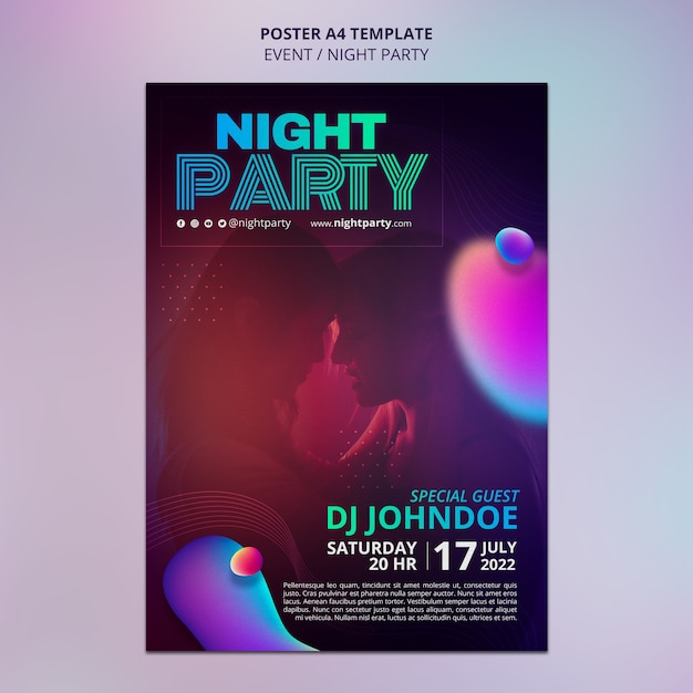 Free PSD night party poster template design