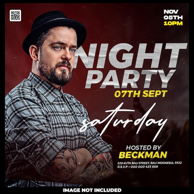 Free PSD night party saturday social media template