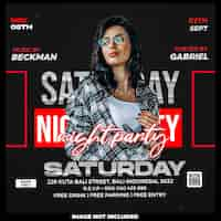 Free PSD night party saturday social media template