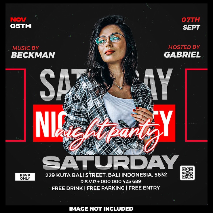Free PSD night party saturday social media template