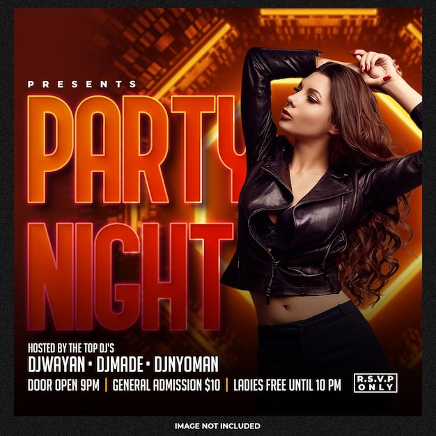 Free PSD night party social media template