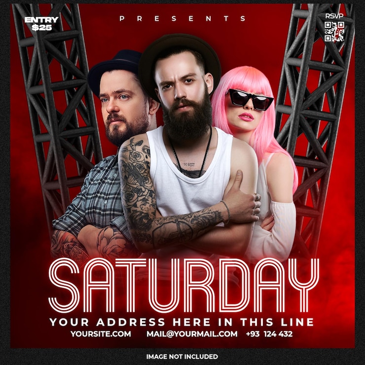 Free PSD night party social media template