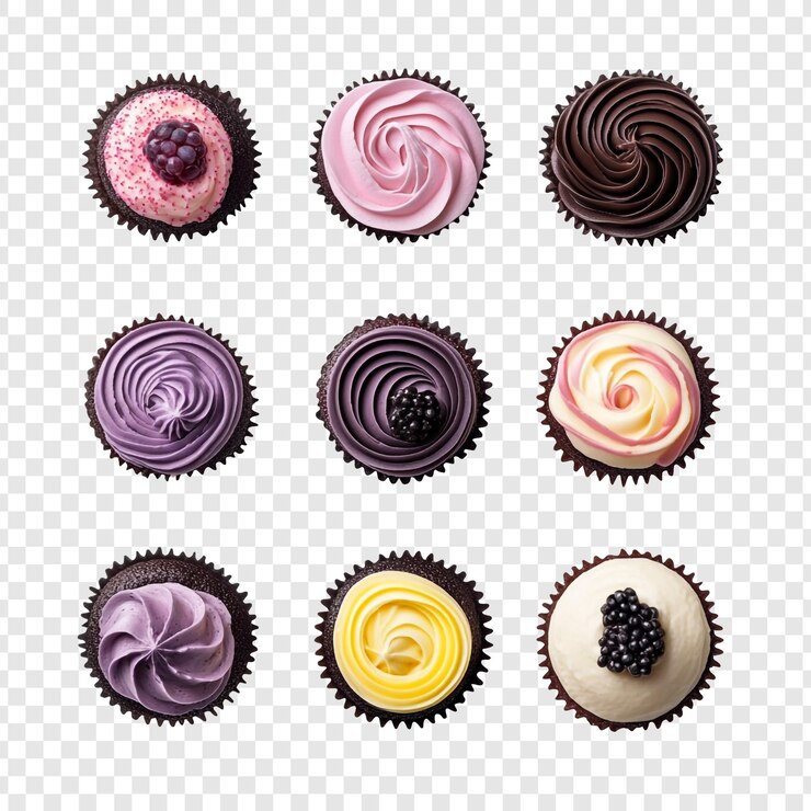 Free PSD nine delicious cupcakes a collection of exquisitely frosted delights