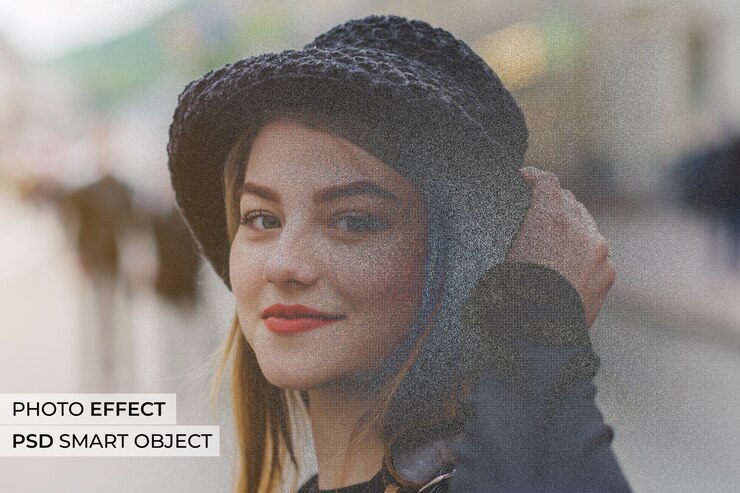 Free PSD noise gradient photo effect