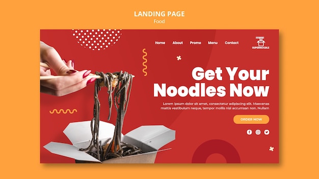 Free PSD noodles promo landing page