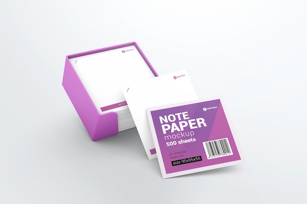 Download Premium PSD | Office note paper in plastic cube holder mockup