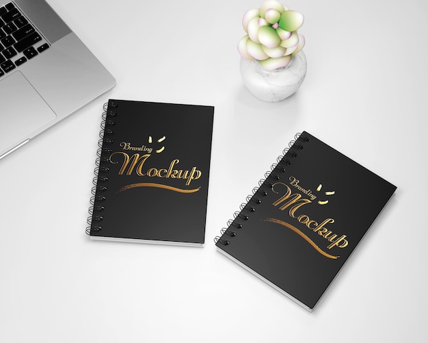 Notebook mockup on the desk