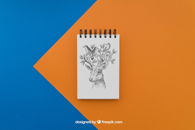 Notepad with deer drawing