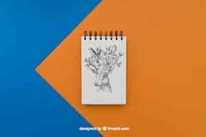 Free PSD notepad with deer drawing