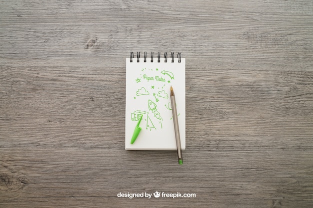 Free PSD notepad with pencil