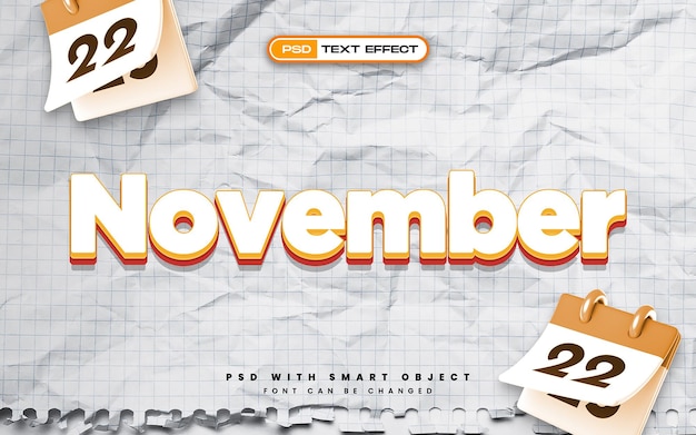 Free PSD november text effect