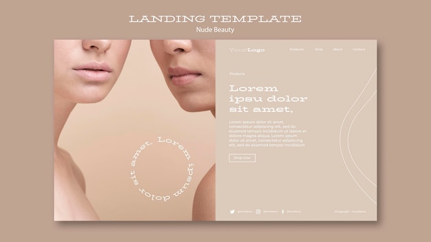 Nude beauty landing page template