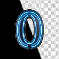 Free PSD number 0 made from neon light