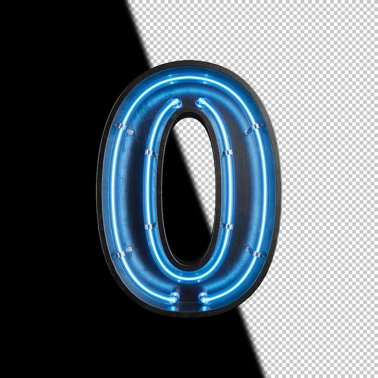 無料PSD ネオンライト製のナンバー0