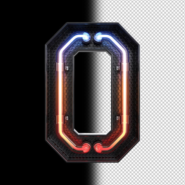 Number 0 made from Neon Light