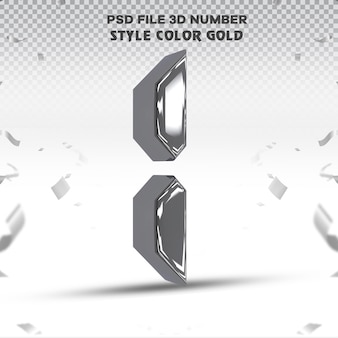 Number 1 3d render collection with color silver