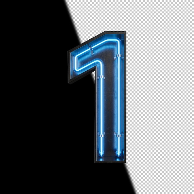 Number 1 made from Neon Light
