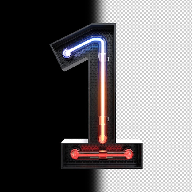 Number 1 made from Neon Light – Free PSD Template