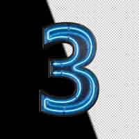 Free PSD number 3 made from neon light