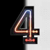 Free PSD number 4 made from neon light