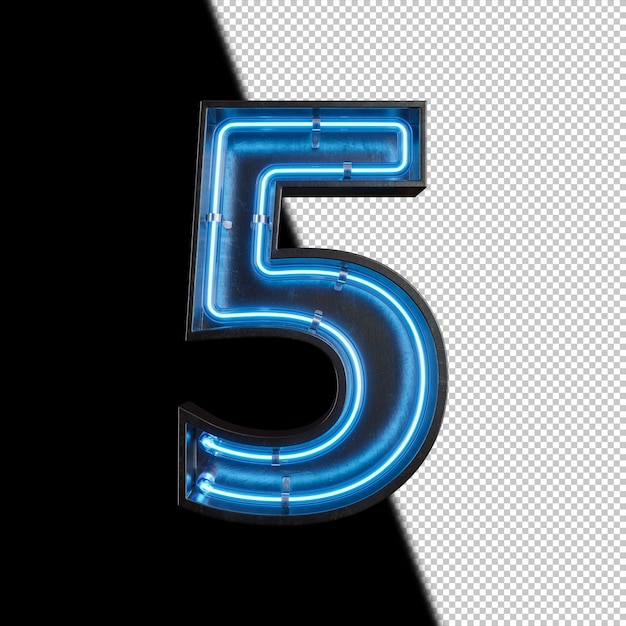 Number 5 made from Neon Light
