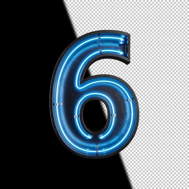 Free PSD number 6 made from neon light