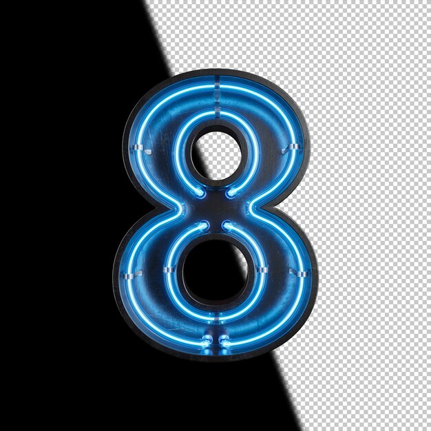 Number 8 made from Neon Light