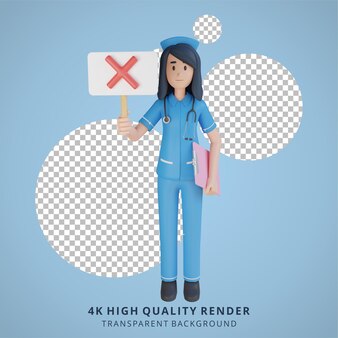 間違った​選択​を​保持している​看護師​3​d​キャラクター​イラスト