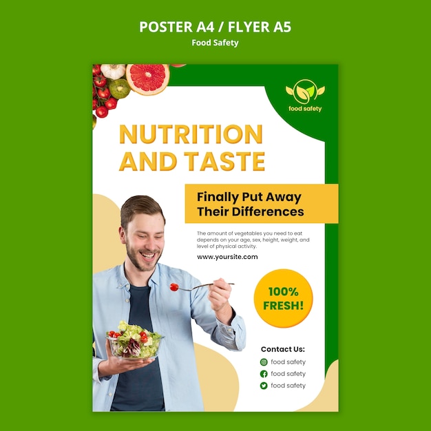 Modello di poster di nutrizione e gusto