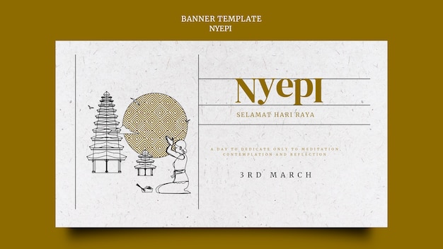 Modello di banner design piatto nyepi