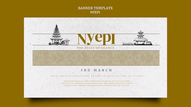 Modello di banner design piatto nyepi