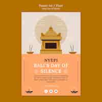 Free PSD nyepi flat design poster or flyer template