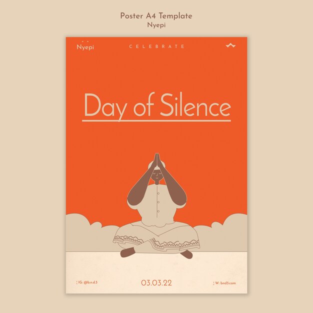 Nyepi flat design poster and flyer template
