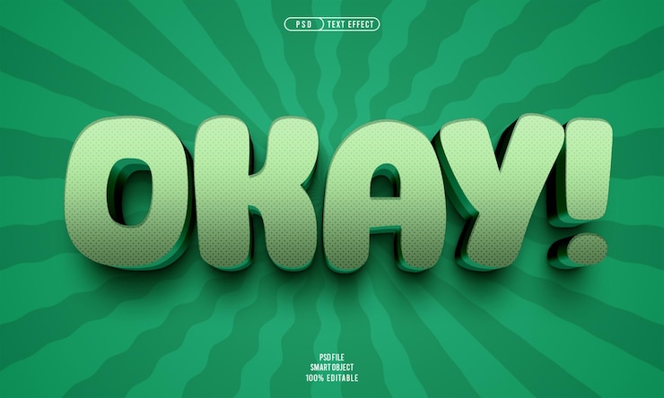 Free PSD okay 3d editable text effect