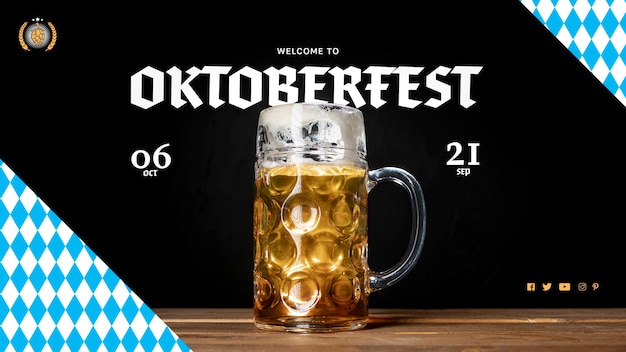 Free PSD oktoberfest beer mug on table