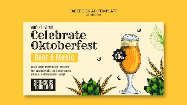 PSD gratuito modello di facebook per la celebrazione dell'oktoberfest