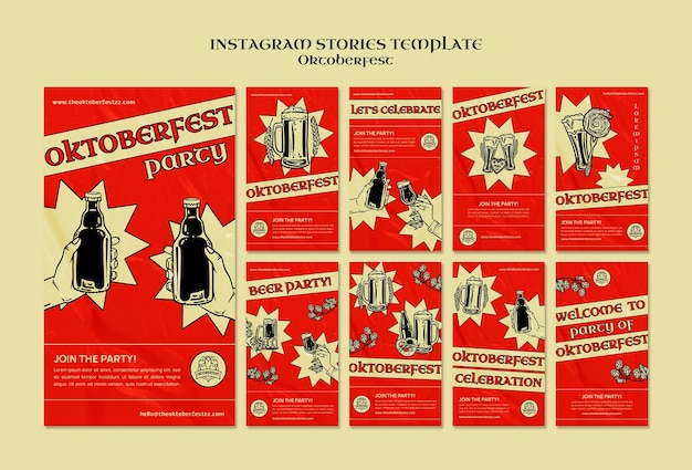 Free PSD oktoberfest celebration instagram stories collection