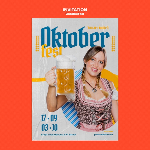 PSD gratuito modello di invito alla celebrazione dell'oktoberfest