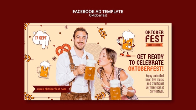 Бесплатный PSD Дизайн шаблона рекламы октоберфест в фейсбуке