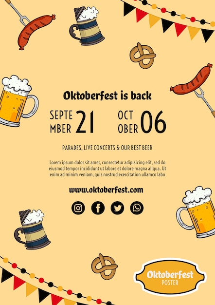 PSD gratuito modello di volantino dell'oktoberfest