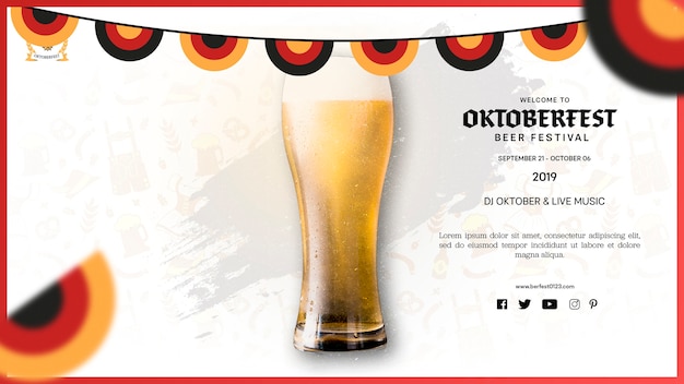 PSD gratuito oktoberfest bicchiere di birra con schiuma