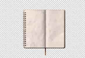 Free PSD old opened notebook isolated on background