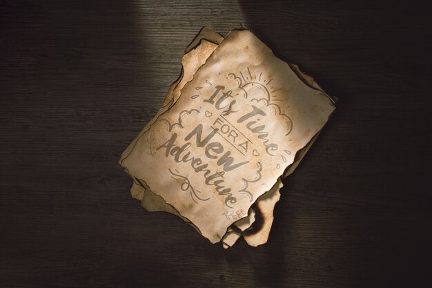 Download Free Psd Old Paper Mockup For Adventure Concept PSD Mockup Templates