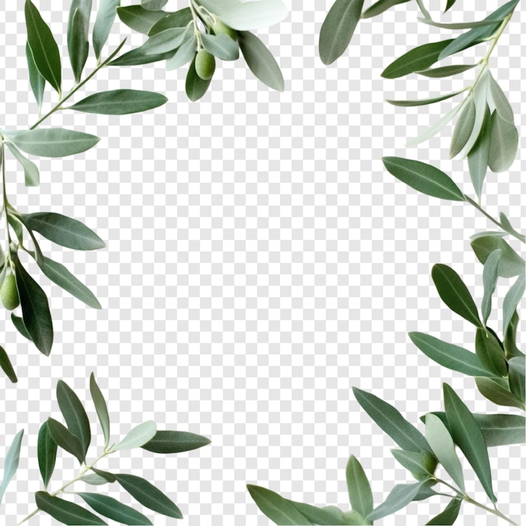 Free PSD olive branch frame elegant botanical border design