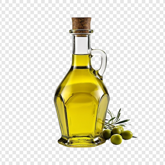 Bottiglia di olio d'oliva isolata su sfondo trasparente