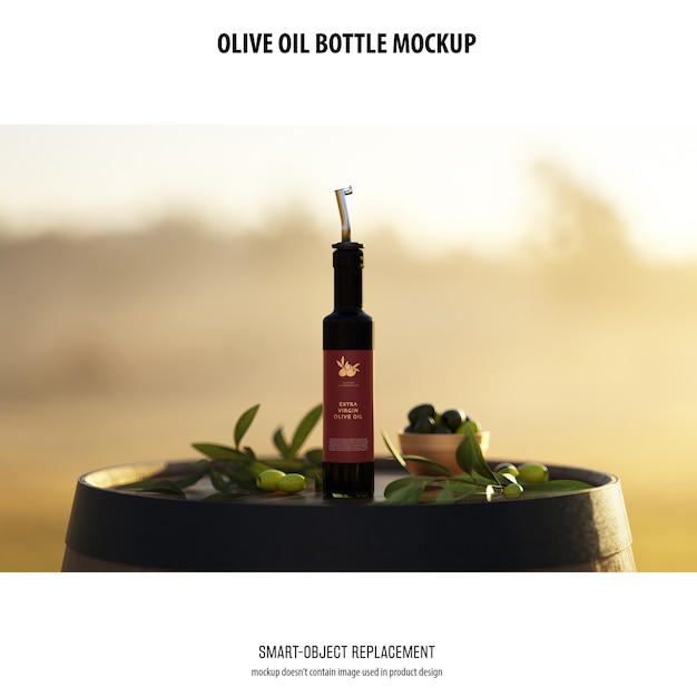 Free PSD olve oil bottle mockup