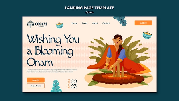 PSD gratuito disegno del modello del giorno di onam