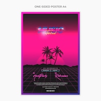 One sided a4 poster template for 80s music festival